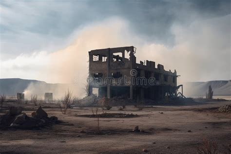 A Desolate Wasteland With Abandoned Cars And Broken Buildings