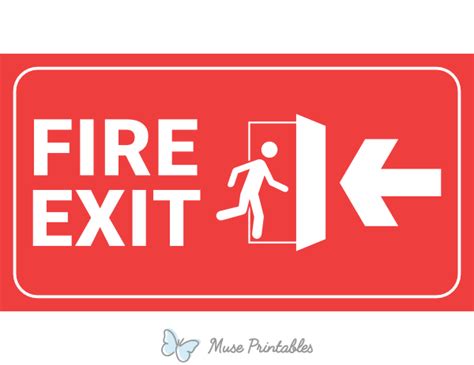 Printable Red Left Arrow Fire Exit Sign