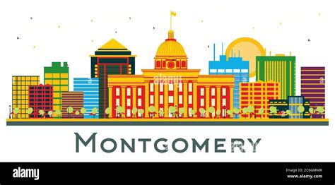 Montgomery Alabama City Skyline with Color Buildings Isolated on White. Vector Illustration ...