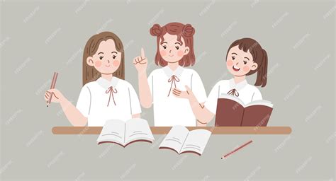 Premium Vector Group Students Study Together Vector Flat Illustration