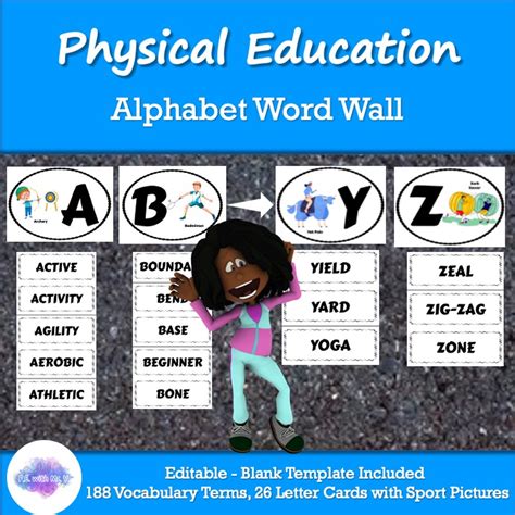 Physical Education Alphabet Word Wall Pe And Health Vocabulary Editable