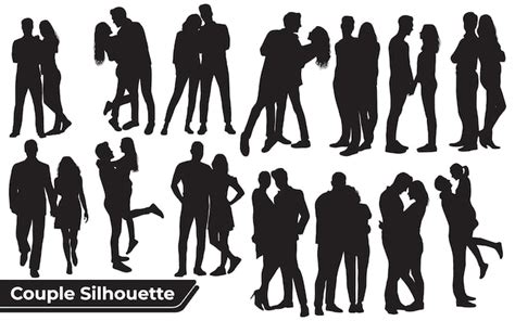 Premium Vector | Collection of romantic couple silhouettes in different poses