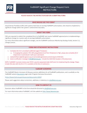 Fillable Online Fedramp Significant Change Request Form Fax Email Print