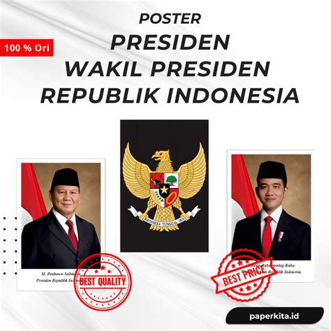 Jual Poster Foto Presiden Dan Wakil Terpilih 2024 Gambar Garuda Prabowo