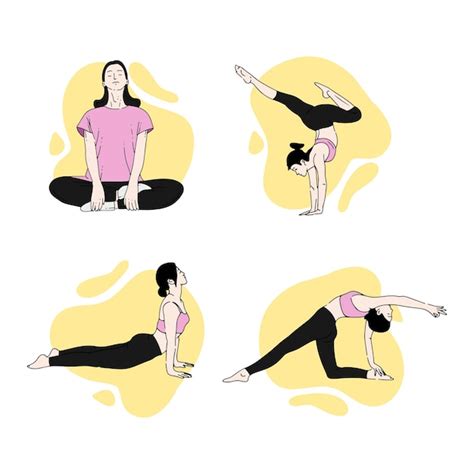 Pose yoga ilustración femenina Vector Premium