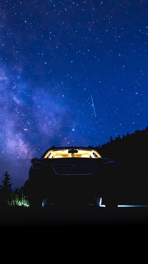 Starry Sky Night Car Wallpaper- [720x1280]