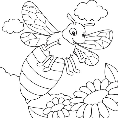 Abeja Básica Para Colorear Imprimir E Dibujar Coloringonly Com