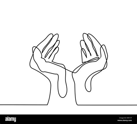 Continuous Line Drawing Hands Palms Together Vector Illustration