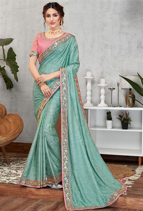 Light Blue Jacquard Silk Designer Saree In 2020 Saree Designs Party