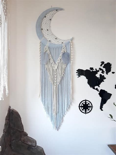 Macrame Crescent Moon Dreamcatcher Moon Macrame Wall Etsy Australia