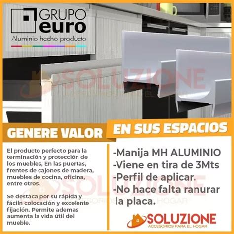 Perfil Mh Euro Anodizado 15 Mm Aluminio Mueble Espacio Placa En Venta