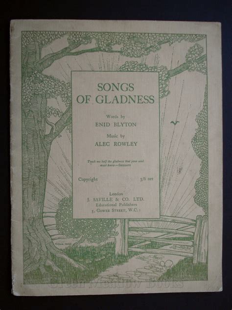 Songs Of Gladness By Blyton Enid 1924 First Edition Sheet Music