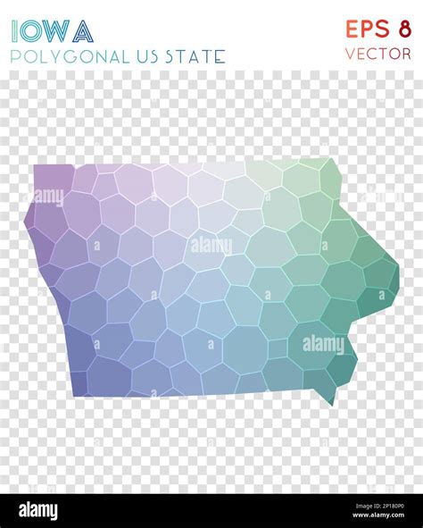 Iowa Polygonal Map Mosaic Style Us State Terrific Low Poly Style