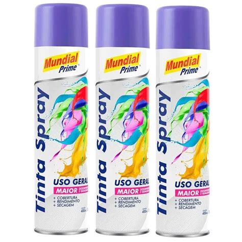 Tinta Spray 400ml Mundial Prime Uso Geral Violeta 3 Unidades Leroy Merlin