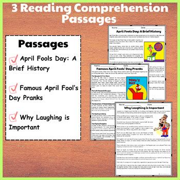 April 1st Fool S Day Reading Comprehension Passages Multiple Choice