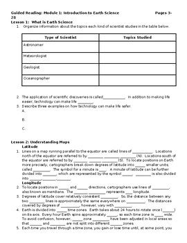 Inspire Earth Science Guided Reading Module 1 Introduction To Earth