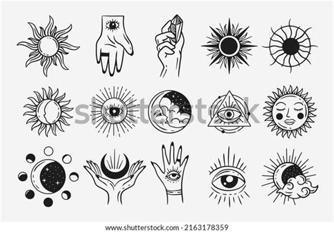 Set Collection Mystical Celestial Dark Holy Stock Vector Royalty Free