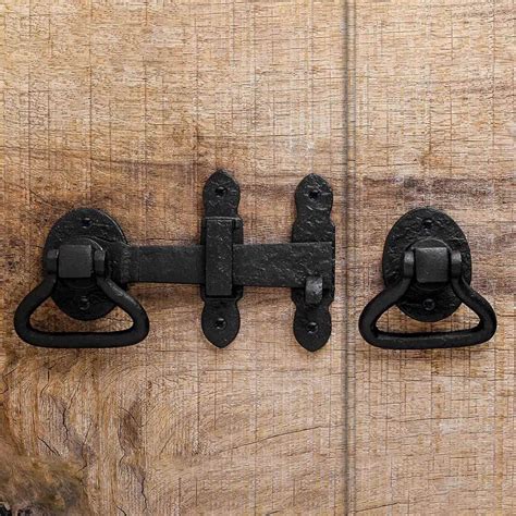 Black Wrought Iron Gate Turn Latch Lock Set 65 Inches W Heavy Duty