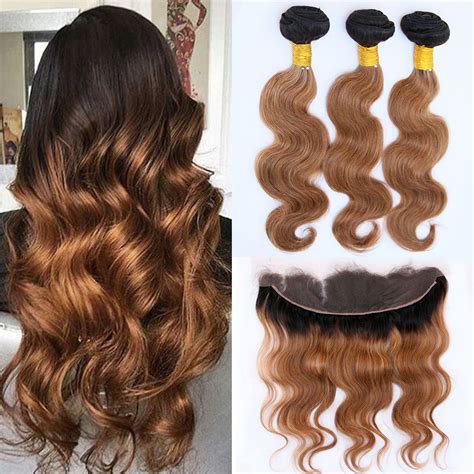 2021 Ombre 1b30 Body Wave Peruvian Virgin Human Hair Weaves 3 Bundles