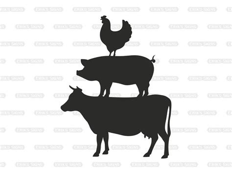 Farm Animals Svg Farm Svg Farm Animals Silhouette Stacked Cow Pig