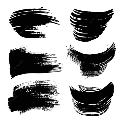 premium vector abstract black paint strokes set isolated  white