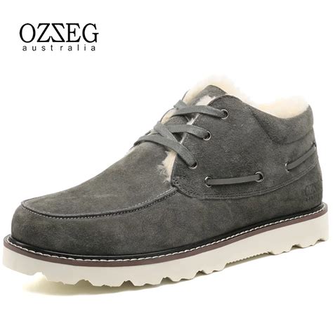 Genuine Leather Men Casual Shoes Wool Fur Warm Winter Shoes for Men ...