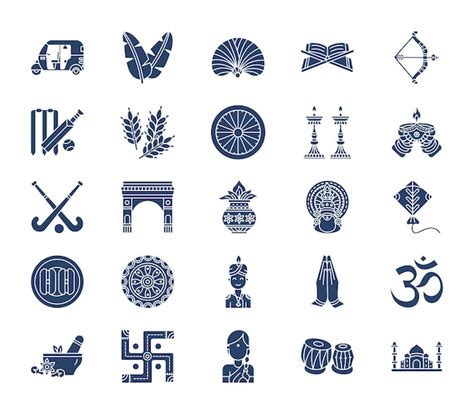 Premium Vector Indian Culture Icon Set