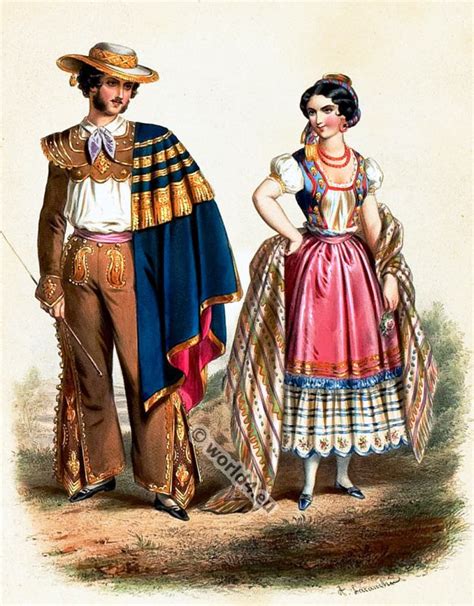 Traditional Mexican costumes 1850s.