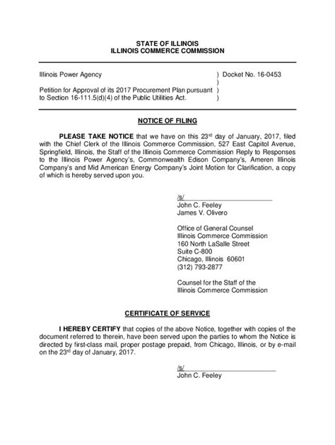 Fillable Online ILLINOIS POWER AGENCY ICC DOCKET NO 16 Fax