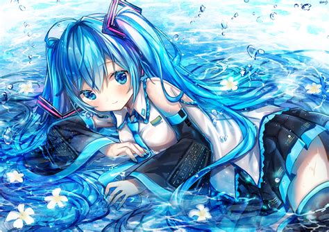 Aqua Eyes Aqua Hair Flowers Hatsune Miku Kohaku Muro Long Hair