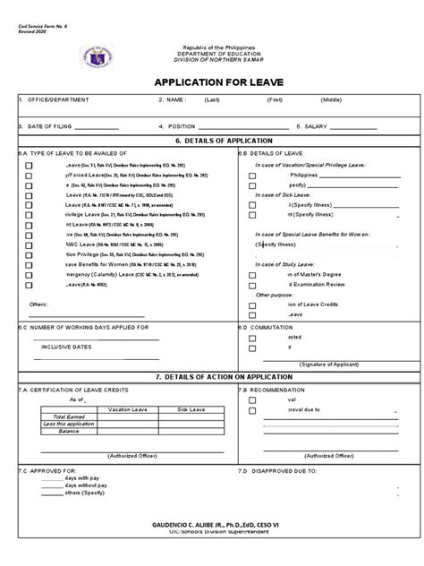 correct  leave form