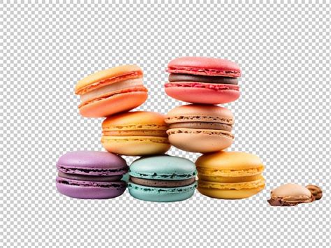 Premium Psd Colorful Macaroons Isolated On Transparent Background