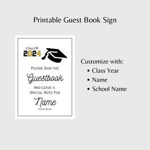 Graduation Guest Book Sign Template Printable Graduation Guest Book ...