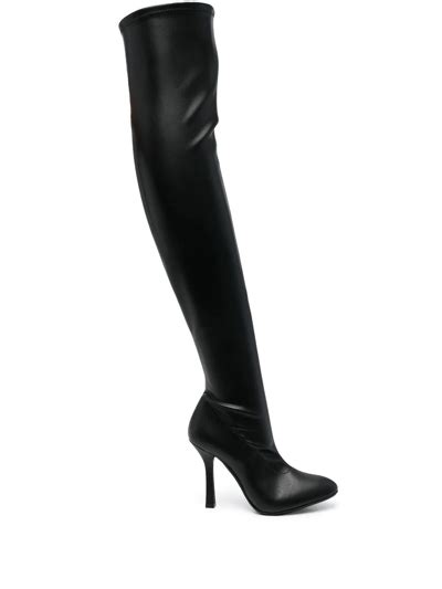 Casadei Blade Thigh High Leather Boots In Black Modesens