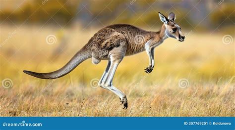 Kangaroo Mid-leap, Its Muscular Legs and Focused Gaze Caught in a Close ...