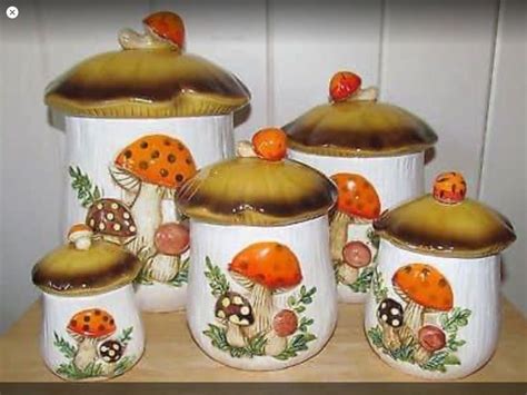 Vintage Mushroom Ceramic Canister Set