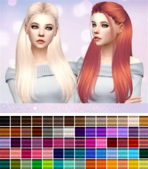 Aveira Sims 4 Nightcrawler`s Sugar Hair Retextured Sims 4 Hairs