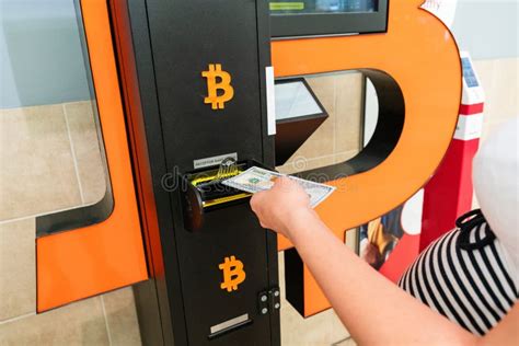 Atm Machine Bitcoin Cryptocurrency Usd Hundred Money Payment On