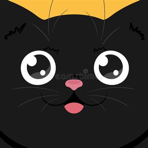 Cute Black Cat Face Close Up. Happy Cat Background Stock Vector ...