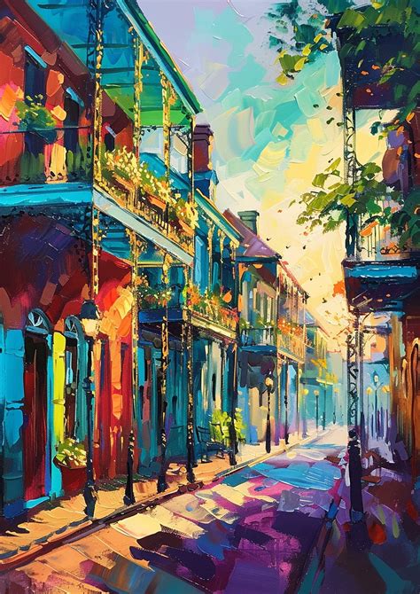 Reflections of New Orleans Art New Orleans Print French Quarters Alley Oil Painting Poster NOLA ...