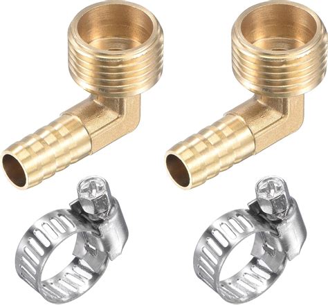 Buy Uxcell Brass Hose Barb Fitting Elbow 10mm X G12 Male Thread Right Angle Pipe Connector With