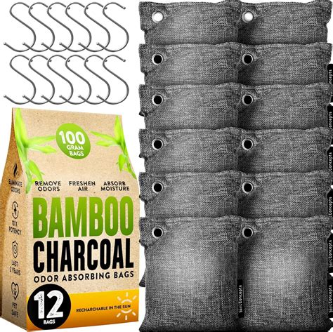 Bamboo Charcoal Air Purifying Bag Odor Absorber 12 Pack 100g Each Closet Shoe Car