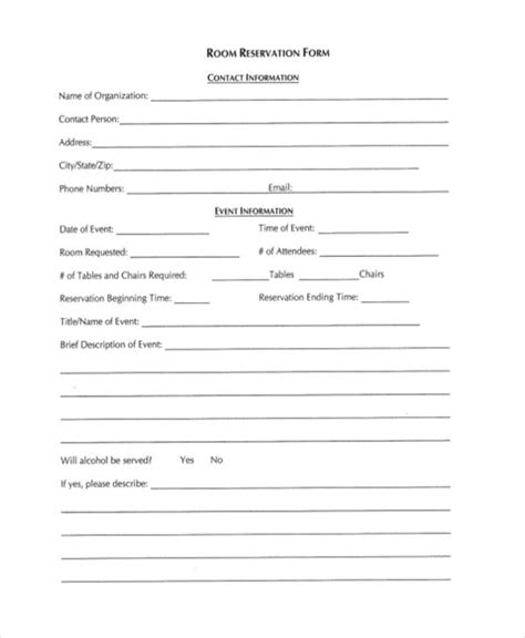 The Room Reservation Form Is Shown In This File And Contains