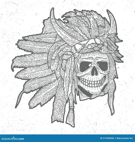 Indian Skull Mask Poster Stock Vector Illustration Of Feather