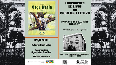 Casa da Leitura Convida Lançamento do livro Onça Maria 27 de