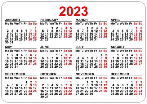 Простой календарь 2023 год иллюстрация вектора. иллюстрации ...