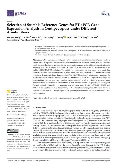 Pdf Selection Of Suitable Reference Genes For Rt Qpcr Gene Expression