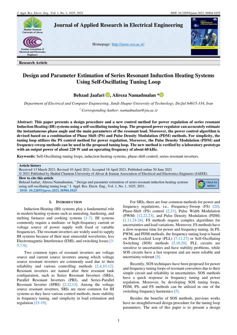 Pdf Design And Parameter Estimation Of Series Resonant Induction