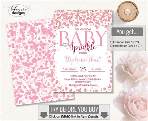 Baby Sprinkle Invitation Girl Set Baby Sprinkle Invite Etsy