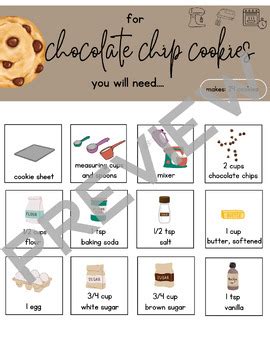 Visual Recipe Chocolate Chip Cookies By Heidi Filatov TPT